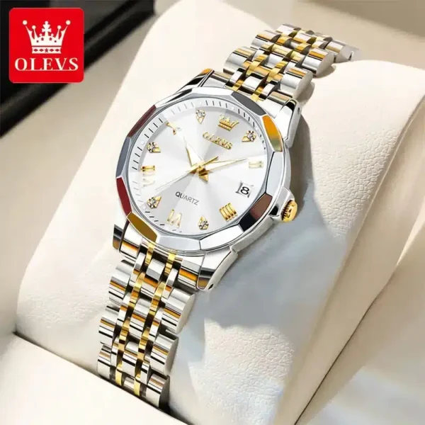 OLEVS Watch for Women Branded Stainless steel Elegant Luminous Ladies Watches 9931 Black Dail