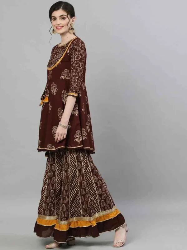 Eadymade Full AC Cotton Casual Brown Printed Kurti - Image 3