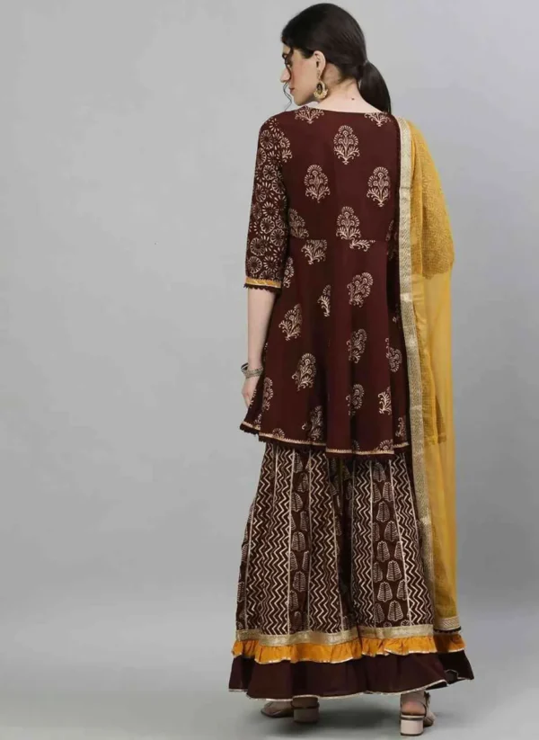 Eadymade Full AC Cotton Casual Brown Printed Kurti - Image 2